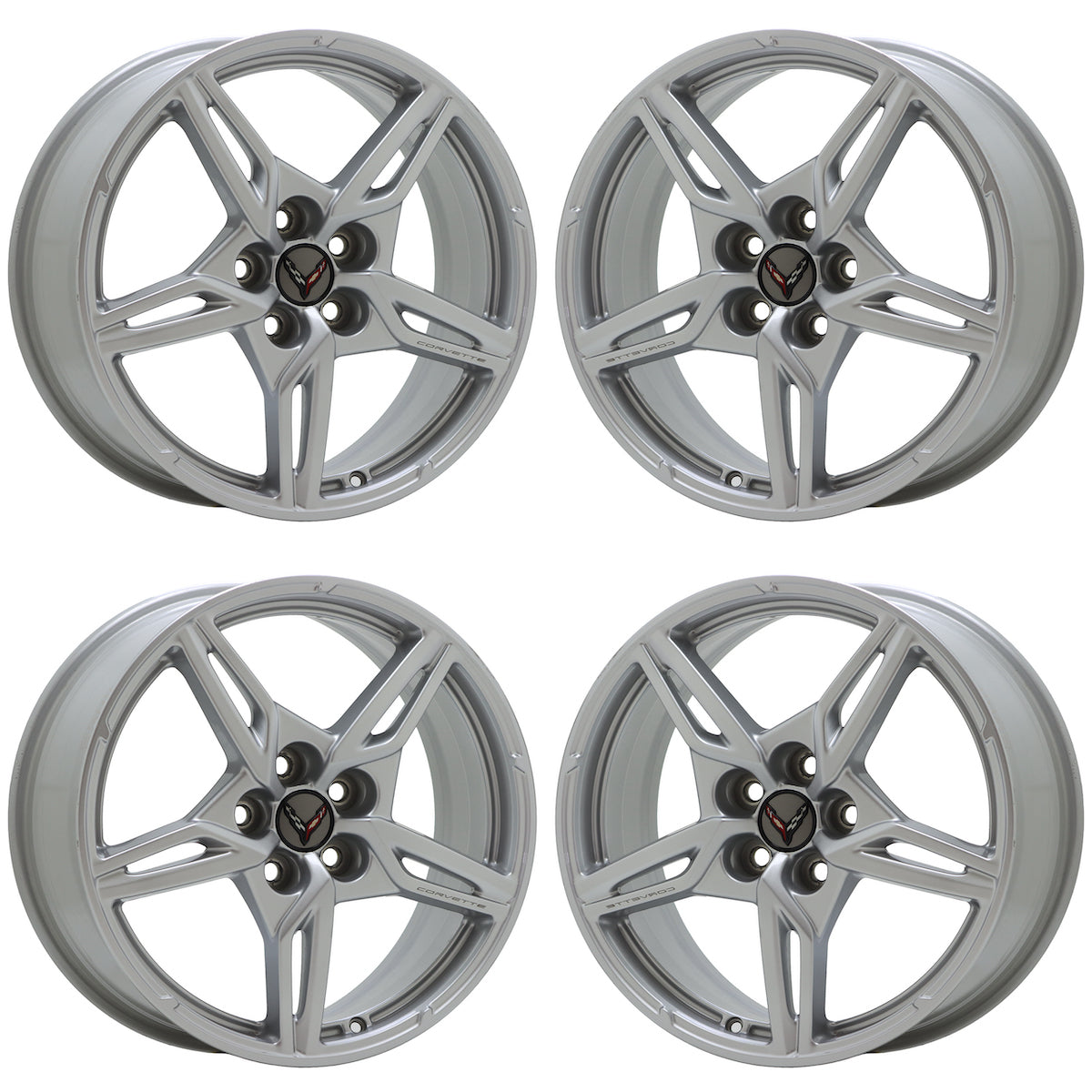 19x8.5" 20x11" Corvette C8 Silver wheels rims Factory OEM GM set 14007 14008