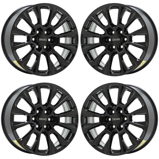 22" GMC Yukon Denali Gloss Black wheels rims Factory OEM set 85675606 EXCHANGE