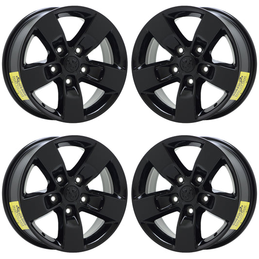 17" Dodge Ram 1500 Gloss Black wheels rims Factory OEM set 2448