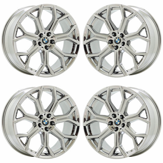 21x9.5" BMW X5 X7 Bright Chrome wheels rims Factory OEM set 86533