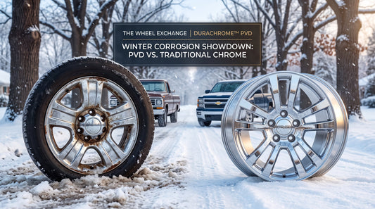 DuraChrome Bright Chrome PVD OEM wheel showing a reflective factory finish protected against winter road salt corrosion.