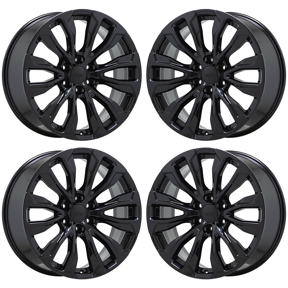 22" GMC Yukon Denali Gloss Black wheels rims Factory OEM set 14025 EXCHANGE
