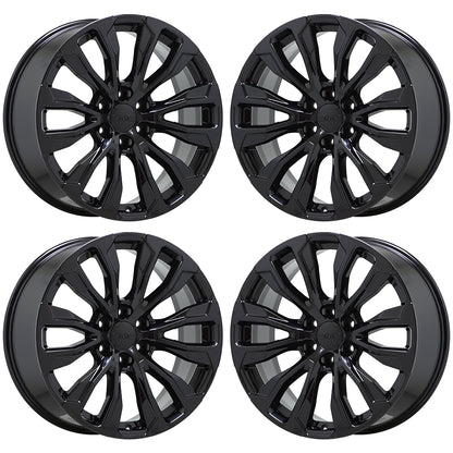 22" GMC Yukon Denali Gloss Black wheels rims Factory OEM set 14025 EXCHANGE