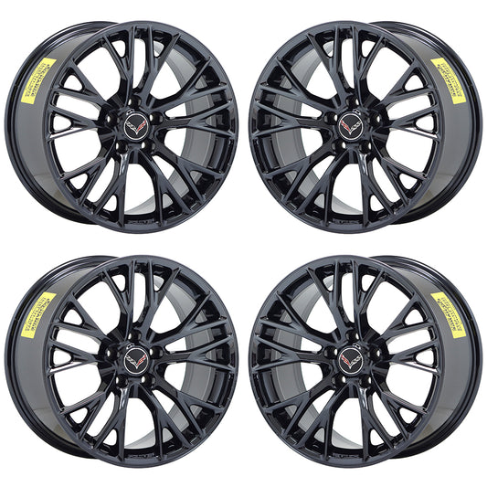 19x10" 20x12" Corvette Z06 C7 Black Chrome wheels OEM set 5734 5740 EXCHANGE