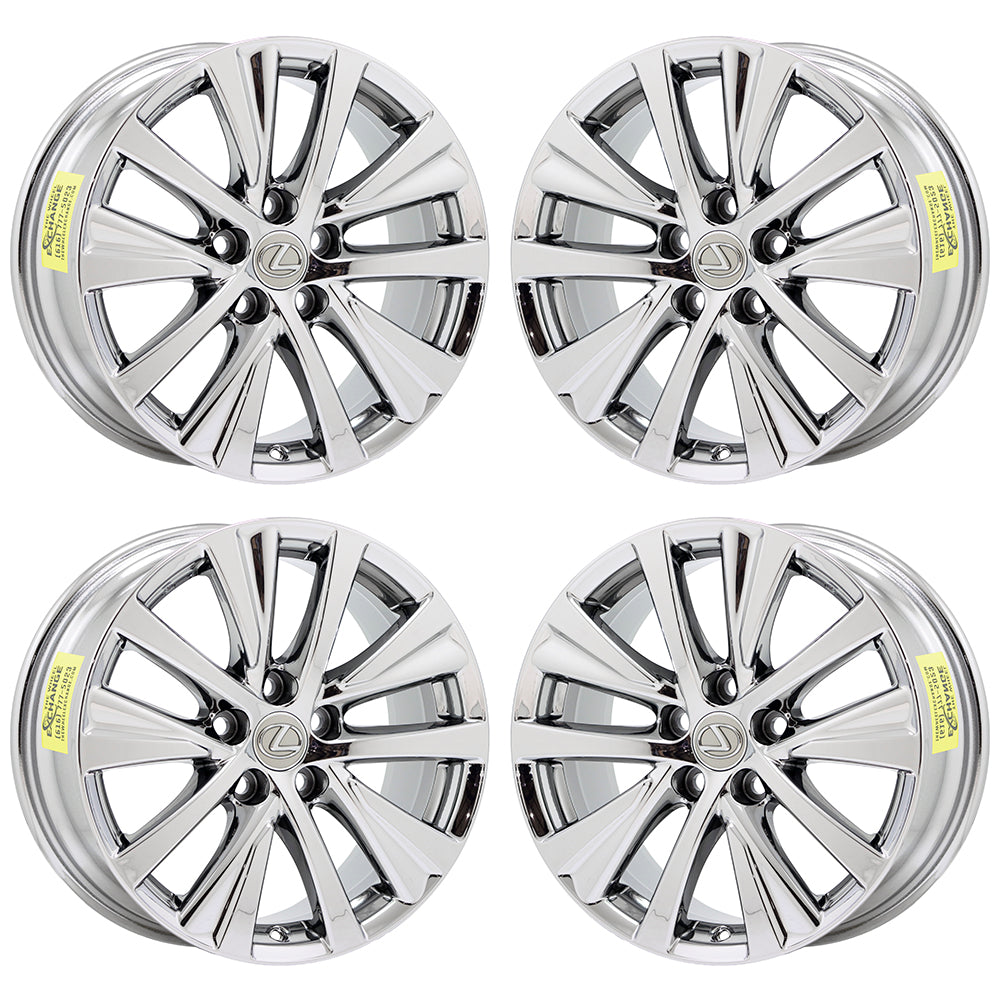 17" Lexus ES350 Bright Chrome wheels rims Factory OEM set 74374