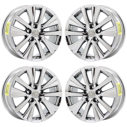 17" Lexus ES350 Bright Chrome wheels rims Factory OEM set 74374