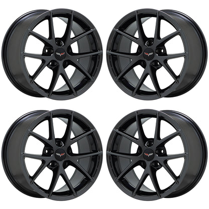 18x9.5 19x12 Corvette Z06 Black Chrome wheels Factory OEM GM 5594 5598 EXCHANGE