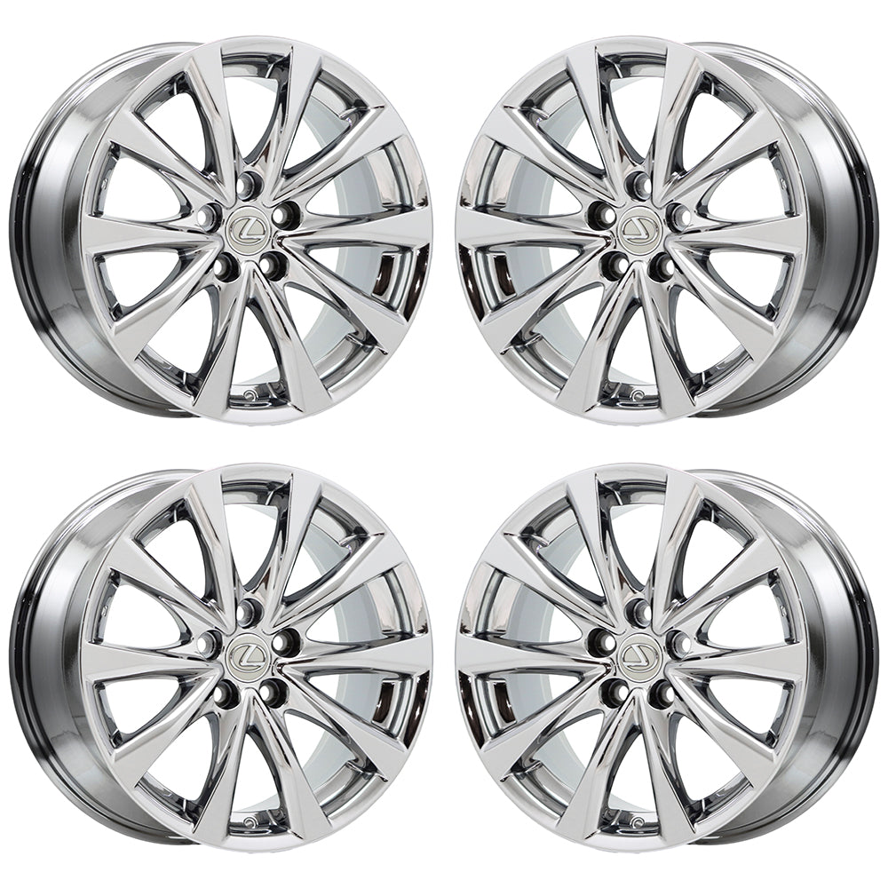 18" Lexus IS250 IS350 Bright Chrome wheels rims OEM set 74281 74282 EXCHANGE