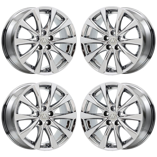 18" Lexus IS250 IS350 Bright Chrome wheels rims OEM set 74281 74282 EXCHANGE