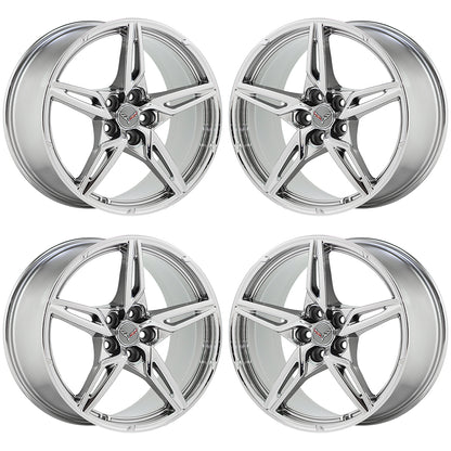19x8.5 20x11 Corvette C8 Bright Chrome wheels Factory OEM 14007 14008 EXCHANGE