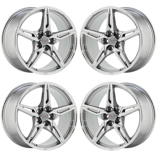 19x8.5" 20x11" Corvette C8 Bright Chrome wheels rims Factory OEM set 14007 14008