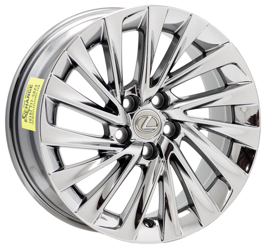 18" Lexus ES250 ES300h ES350 Hyper Chrome wheel rim OEM 74375 WITH CORE RETURN