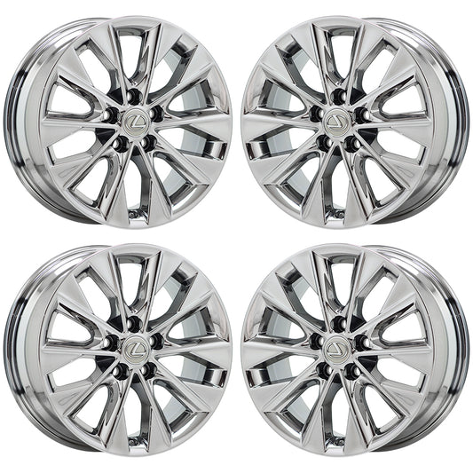 17" Lexus ES300H Bright Chrome Wheels Rims Factory OEM Set 74275 EXCHANGE