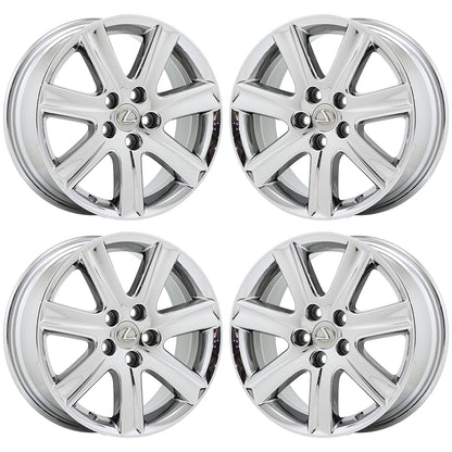 17" Lexus ES350 Bright Chrome wheels rims Factory OEM set 74190