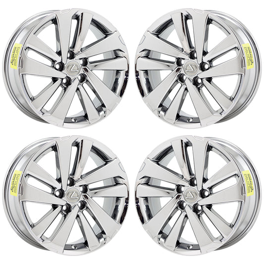 18" Lexus NX300 NX300H Bright Chrome wheels rims Factory OEM set 4 74372