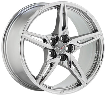 19x8.5" 20x11" Corvette C8 Bright Chrome wheels rims Factory OEM set 14007 14008