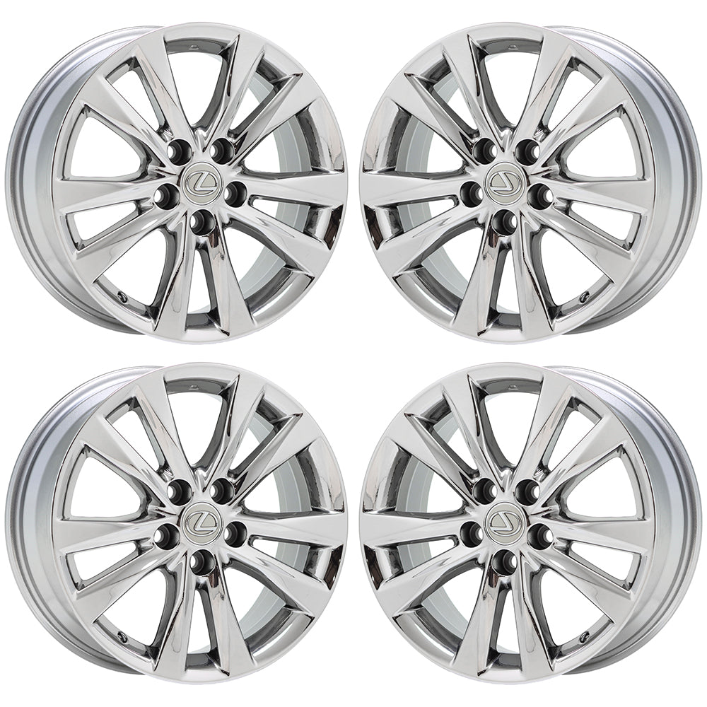 17" Lexus ES350 Bright Chrome wheels rims Factory OEM set 74224