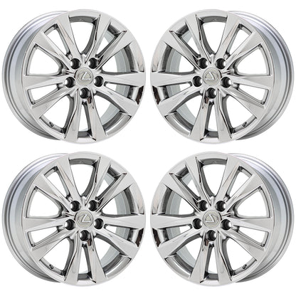 17" Lexus ES350 Bright Chrome wheels rims Factory OEM set 74224