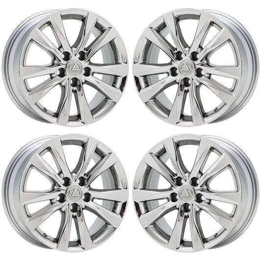 17" Lexus ES350 Bright Chrome wheels rims Factory OEM set 74224