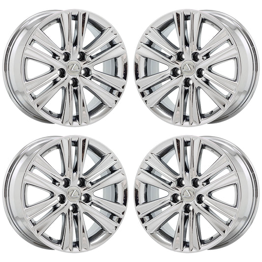 17" Lexus ES350 Bright Chrome wheels rims Factory OEM set 4 74276
