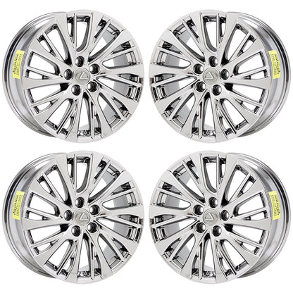 18" Lexus ES350 Bright Chrome wheels rims Factory OEM set 74376