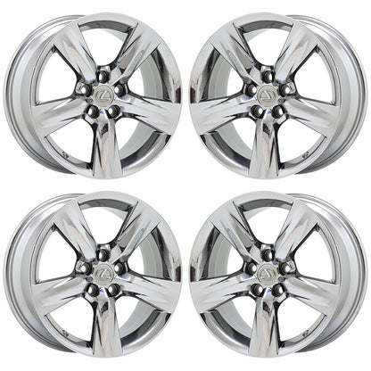 18" Lexus IS250 IS350 Bright Chrome wheels rims Factory set 74290 74291