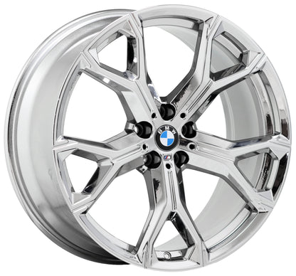 21x9.5 21x10.5 BMW X5 X7 Bright Chrome wheels rims OEM set 2019 2020 86466 86468