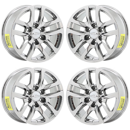 18" Chevrolet Silverado 1500 Bright Chrome wheels rims Factory OEM set 5912