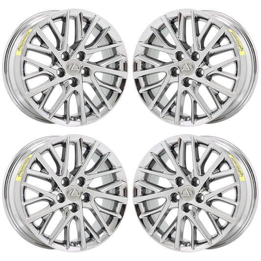 17" Lexus ES350 Bright Chrome wheels rims Factory OEM set 4 74332