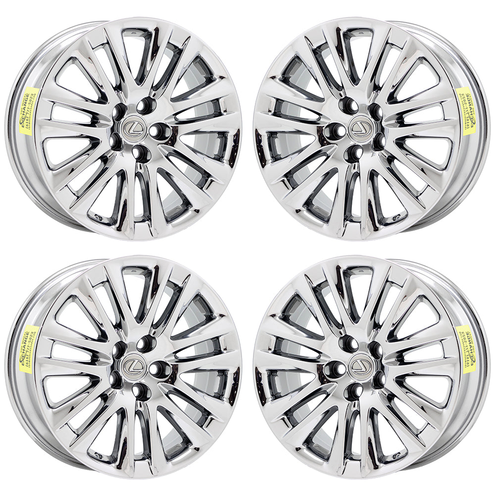 19" Lexus LS460 Bright Chrome wheels rims Factory OEM set 4 74284