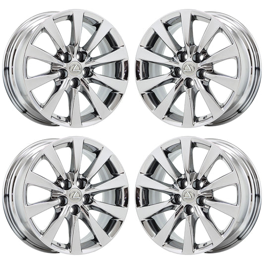 18" Lexus LS460 LS600HL Bright Chrome wheels rims Factory OEM set 74221