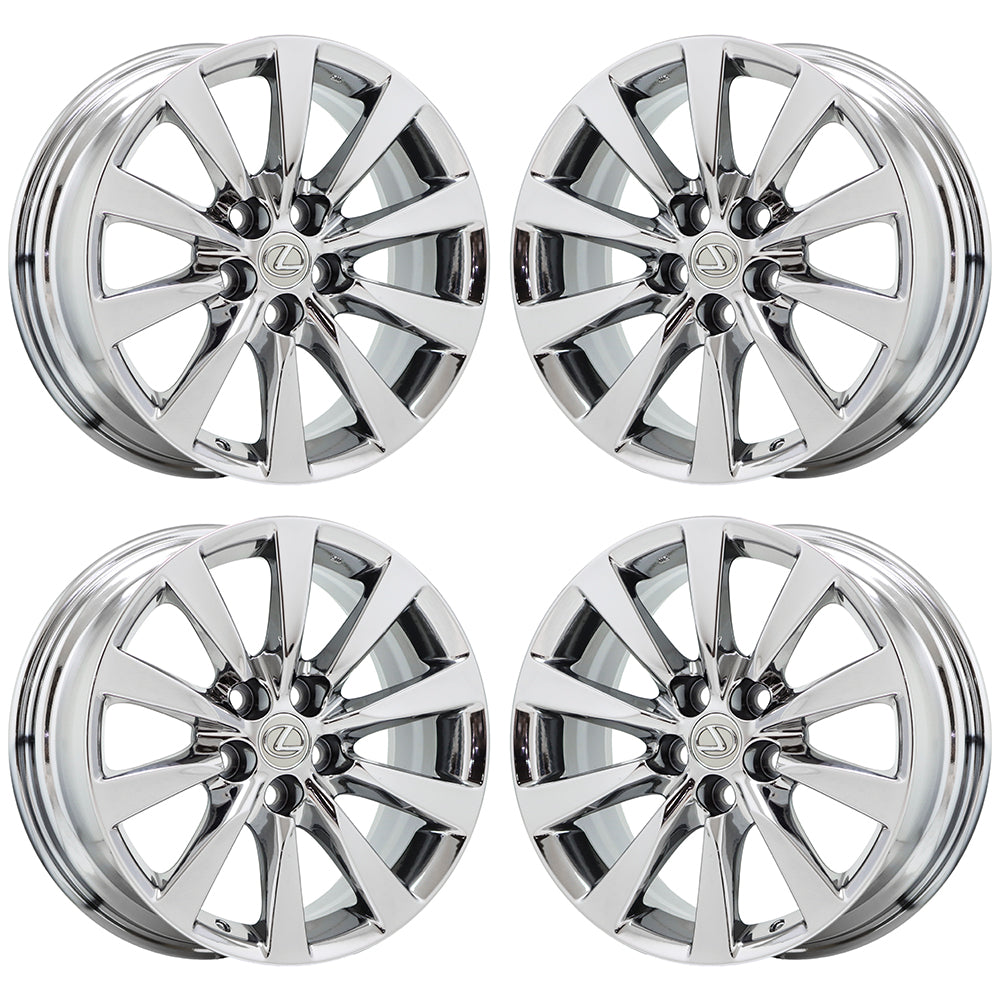 18" Lexus LS460 LS600HL Bright Chrome wheels rims Factory OEM set 74221