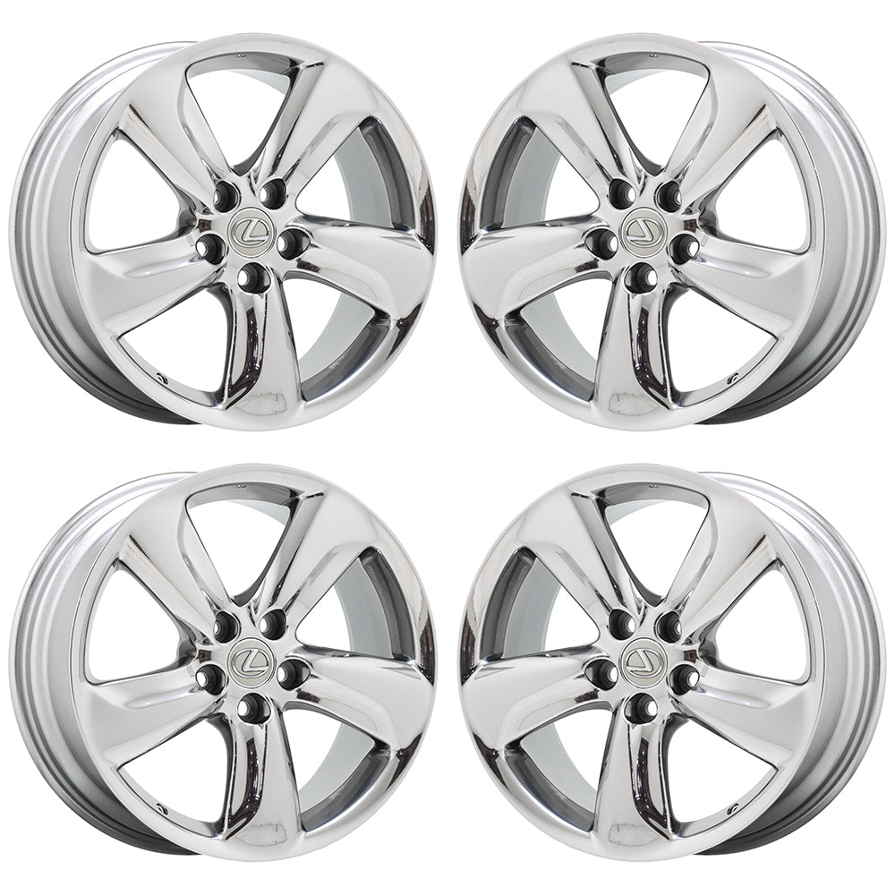 18" Lexus GS350 GS460 Bright Chrome Wheels Rims Factory OEM Set 74210 EXCHANGE