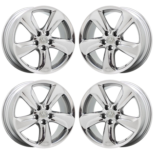 18" Lexus GS350 GS460 Bright Chrome Wheels Rims Factory OEM Set 74210 EXCHANGE