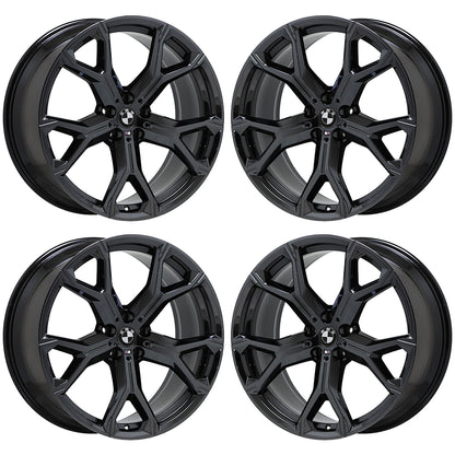 21x9.5 21x10.5 BMW X5 X7 Black Chrome wheels rims Factory OEM set 4 86466 86468
