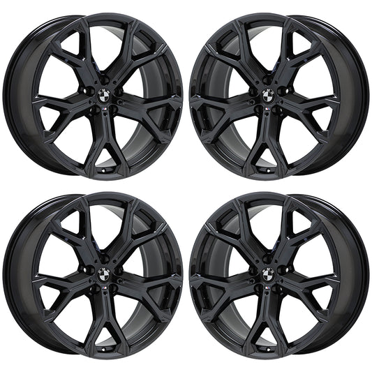 21x9.5 21x10.5 BMW X5 X7 Black Chrome wheels rims Factory OEM set 4 86466 86468