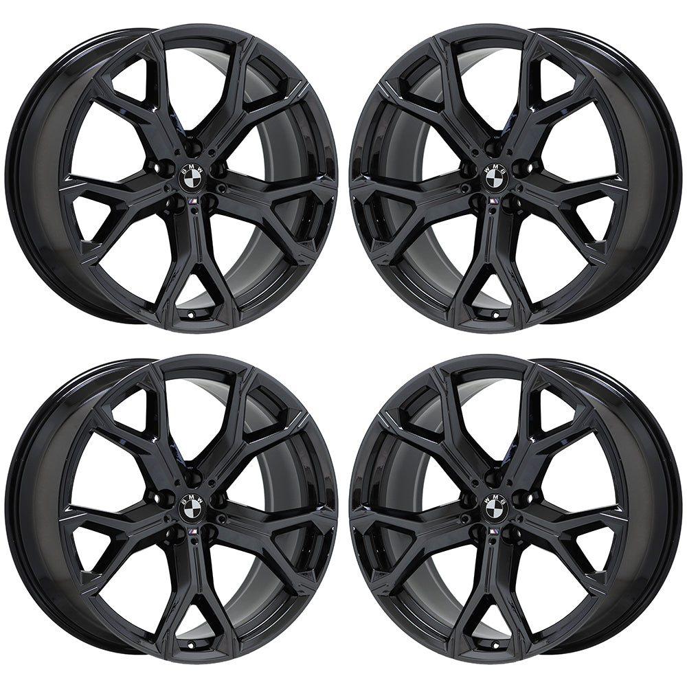 21x9.5 21x10.5 BMW X5 X7 Black Chrome wheels rims Factory OEM set 4 86466 86468