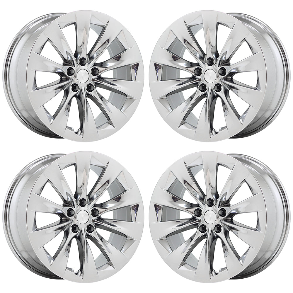 20" Tesla Model X Bright Chrome wheels rims Factory OEM set 97800 97801