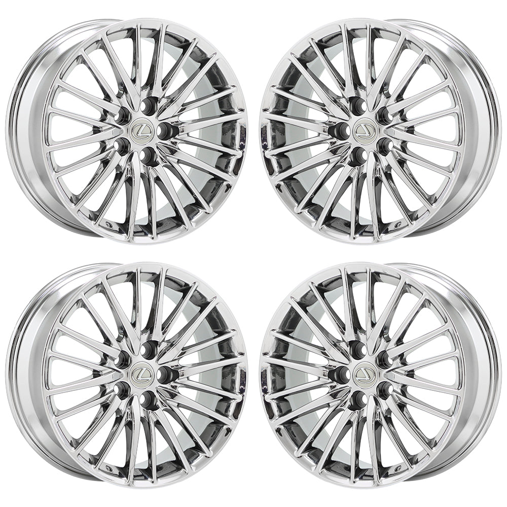 19" Lexus LS460 Bright Chrome Wheels Rims Factory OEM Set 74222 EXCHANGE