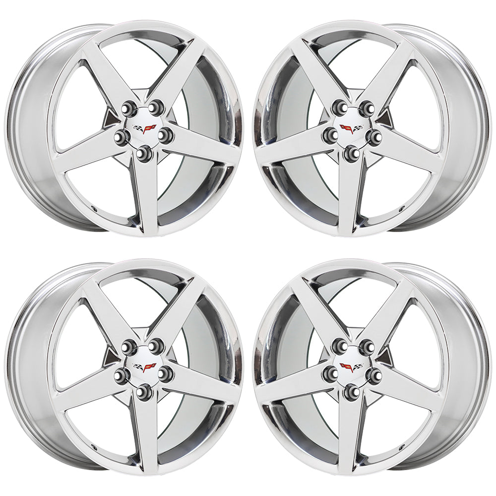 18x8.5 19x10 Corvette C6 Bright Chrome wheels Factory OEM 5208 5210 EXCHANGE
