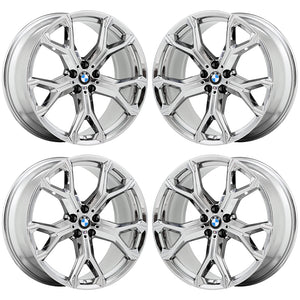 21x9.5 21x10.5 BMW X5 X7 Bright Chrome wheels rims OEM set 2019 2020 86466 86468