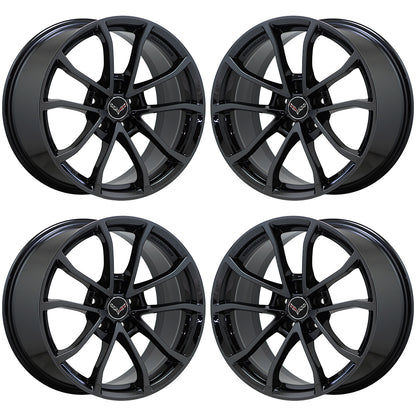 19x10" 20x12" Corvette GS C7 Black Chrome wheels rims Factory OEM GM 5542 5543