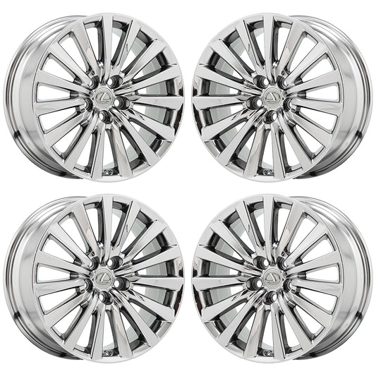 19" Lexus LS460 Bright Chrome Wheels Rims Factory OEM Set 74285 EXCHANGE
