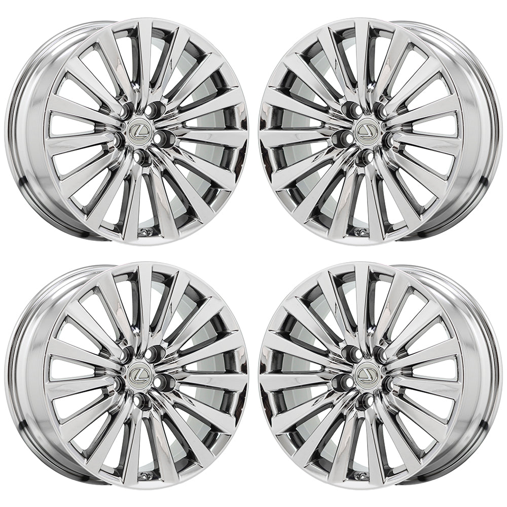 19" Lexus LS460 Bright Chrome Wheels Rims Factory OEM Set 74285 EXCHANGE