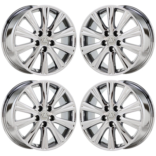 17" Lexus ES350 Bright Chrome wheels rims Factory OEM set 74191