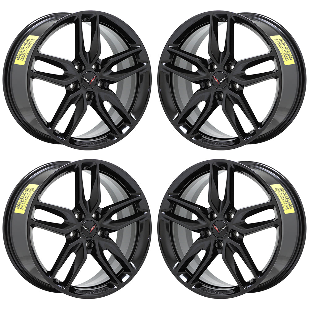 19x8.5" 20x10" Corvette C7 Z51 Gloss Black wheels rims Factory OEM set 5635 5641