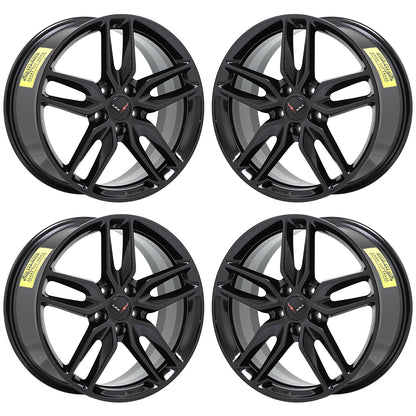 19x8.5" 20x10" Corvette C7 Z51 Gloss Black wheels rims Factory OEM set 5635 5641