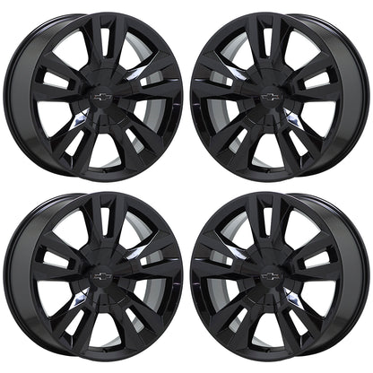 22" Silverado 1500 Suburban Tahoe Gloss Black wheels rims OEM set 5620 EXCHANGE