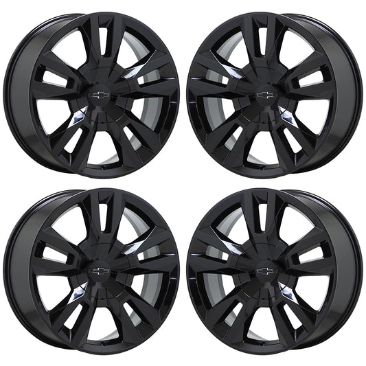 22" Silverado 1500 Suburban Tahoe Gloss Black wheels rims OEM set 5620 EXCHANGE
