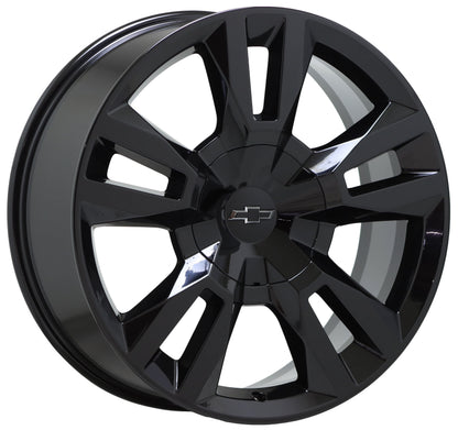 22" Silverado 1500 Suburban Tahoe Gloss Black wheels rims OEM set 5620 EXCHANGE